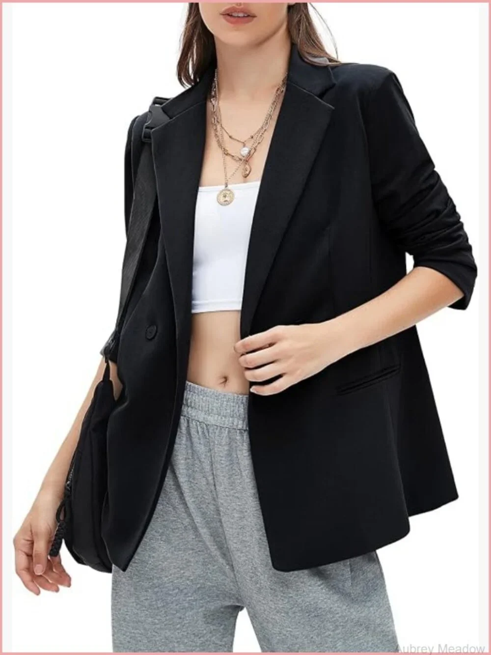 Womens Business Casual Blazer Lightweight Long Sleeve Knit Lapel Loose Fit Work